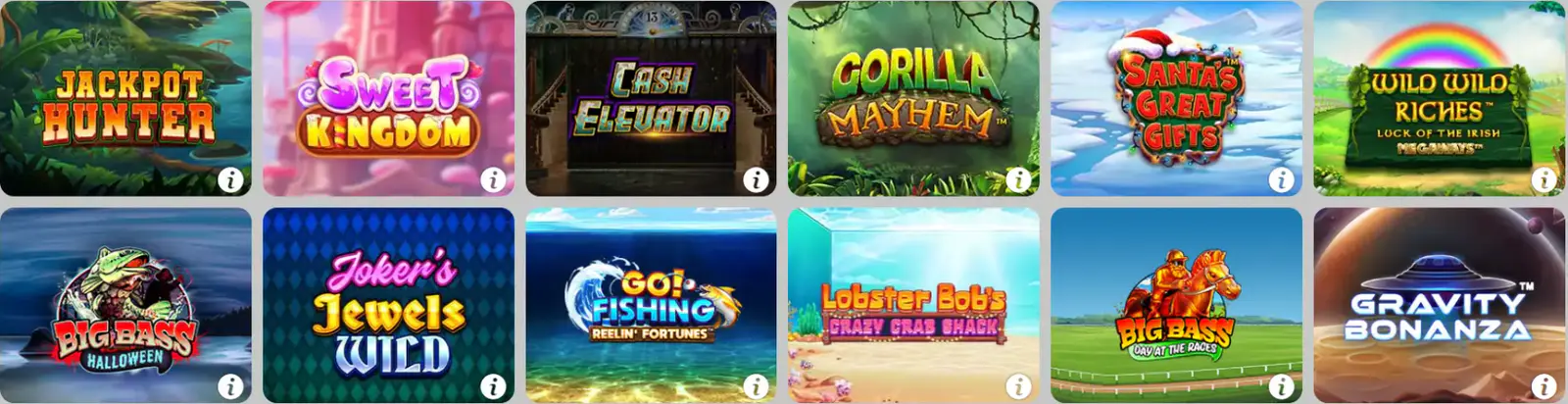 Online gokkasten bij Betway met titels zoals Jackpot Hunter, Sweet Kingdom en Gorilla Mayhem